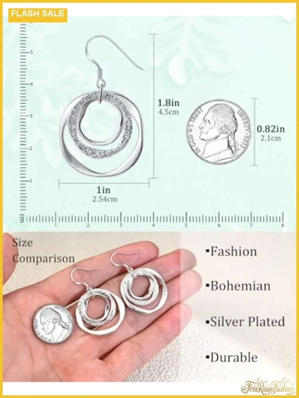 Sterling Silver Plated Drop Dangle Earrings Geometric Boho Women's Jewelry